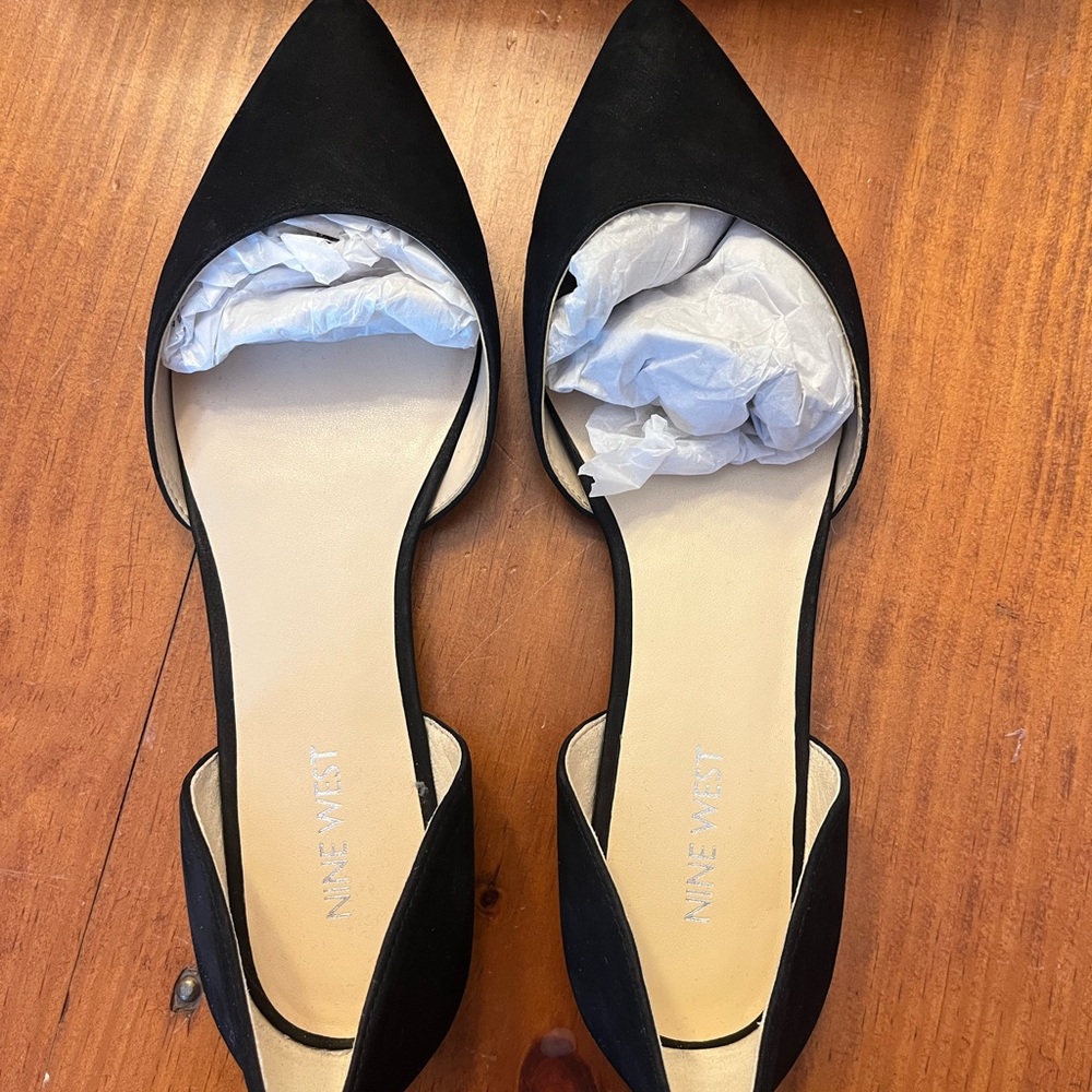 🟣🟣 Nine West Black Pointed-Toe D'Orsay Flats (size 8.5) - Picture 6 of 8
